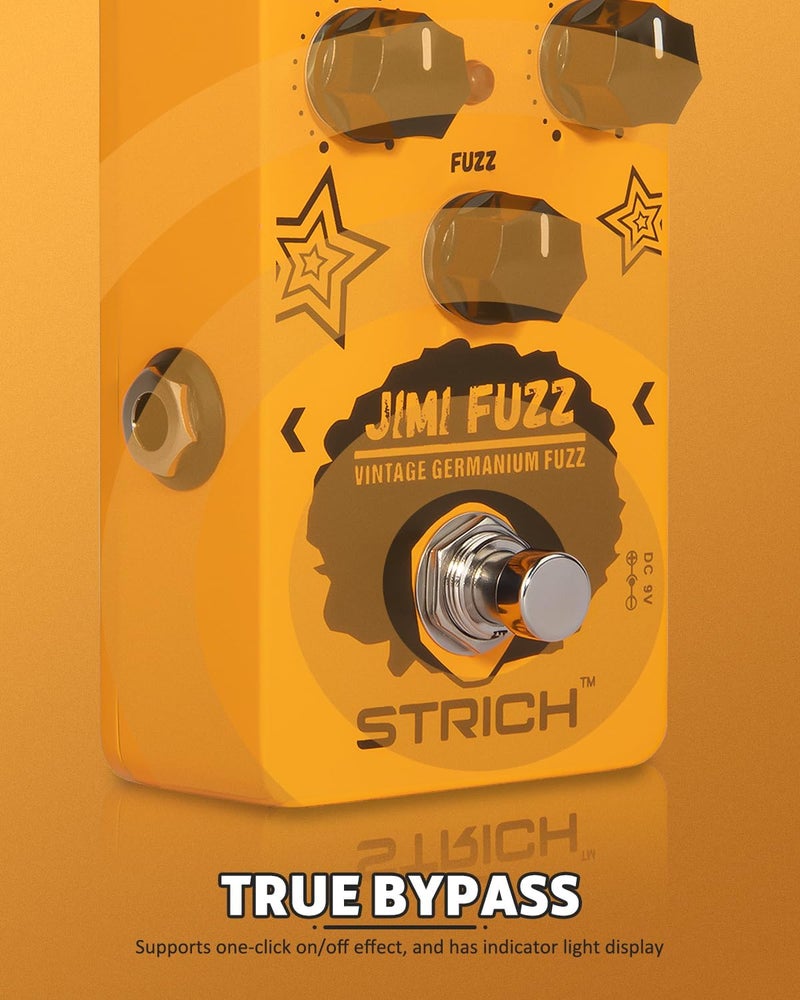 STRICH Jimi Fuzz Guitar Pedal, Compact Electric Guitar Mini Fuzz, Classic Sound, Adjustable Vol/Tone/Gain Controls, True Bypass for Electric Guitar, Orange - Image 5